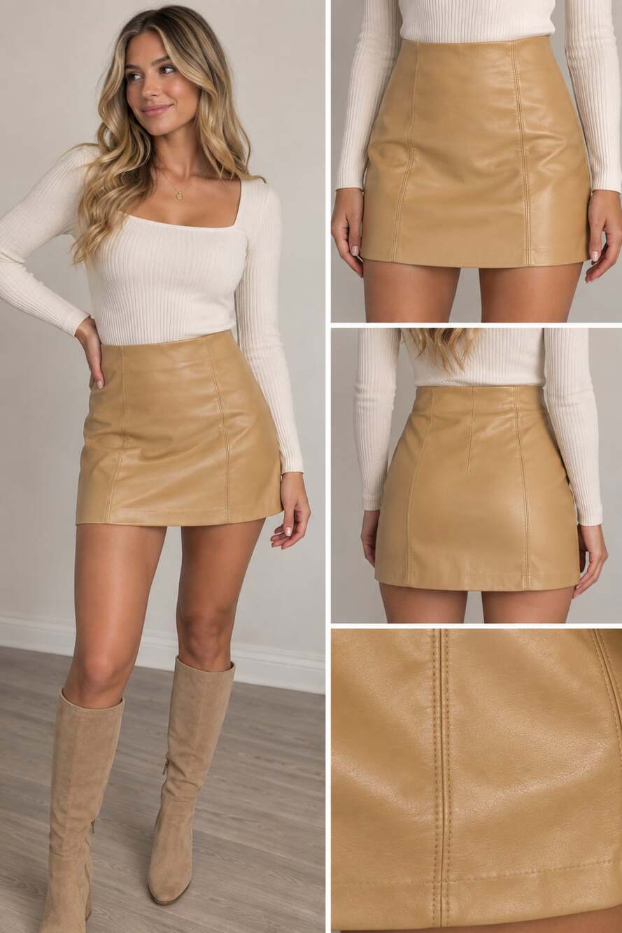Truth by Republic Faux Leather Mini Skirt Tan Size 4